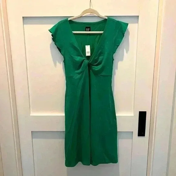 NWT Gap green flutter sleeve dress with pockets size small - Picture 2 of 3